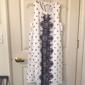 Exhilaration Sleeveless dress. Cream & Purple